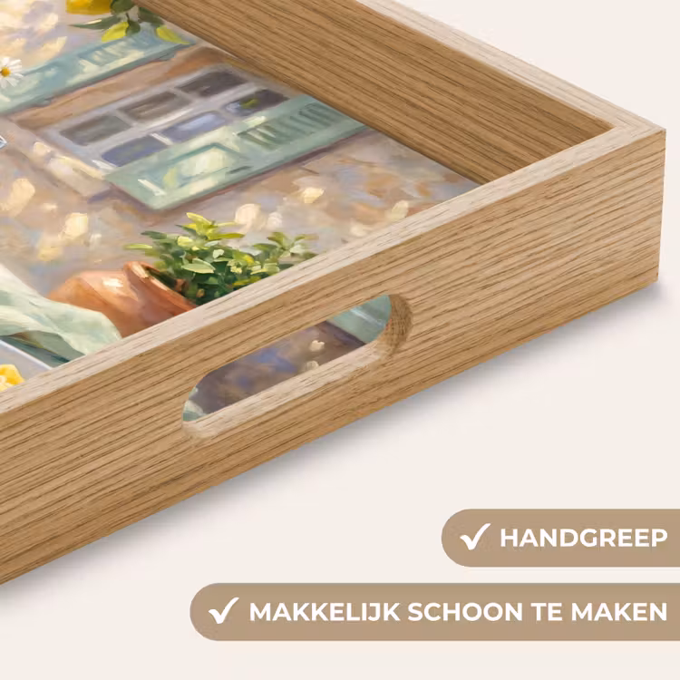 Eten - Terras - Zomer - Geschilderd - Geel Dienblad Rechthoek middel -USP_HandgreepNL