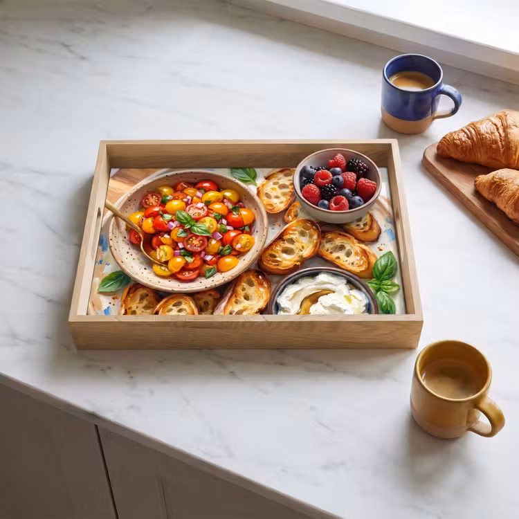 Eten - Tomaat - Brood - Kleurrijk - Keuken Dienblad Rechthoek middel -sfeer2