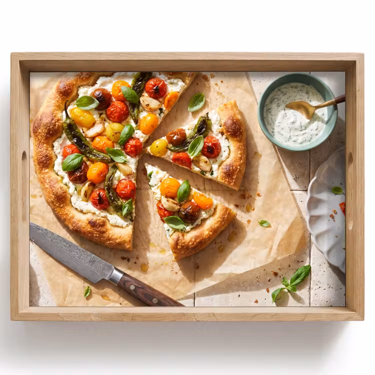 Eten - Tomaten - Basilicum - Maaltijd - Vers Dienblad Rechthoek middel -z3d_shopping