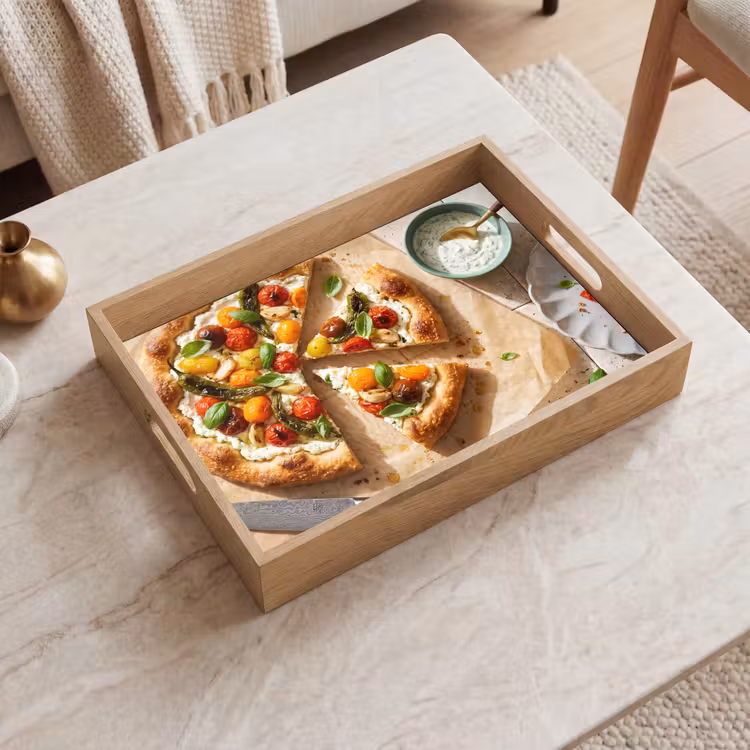 Eten - Tomaten - Basilicum - Maaltijd - Vers Dienblad Rechthoek middel -sfeer1