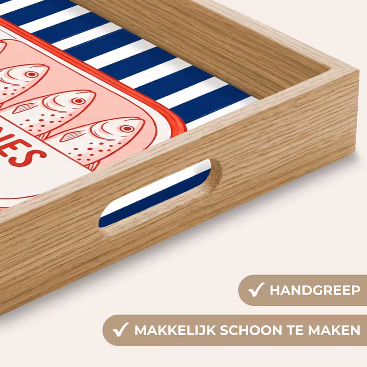 Eten - Vis - Blik - Illustratie - Rood Dienblad Rechthoek middel -USP_HandgreepNL