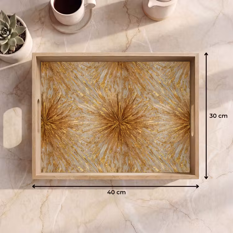 Explosie - Abstract - Goud - Wit Dienblad Rechthoek middel 911 -USP_Formaat