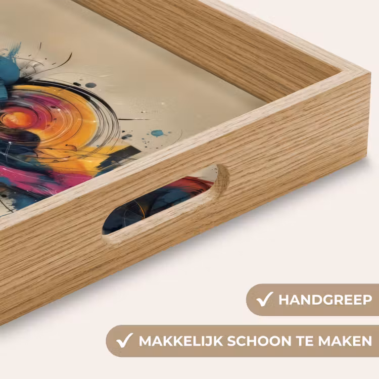 Explosie - Kleurrijk - Vormen - Abstract Dienblad Rechthoek middel -USP_HandgreepNL