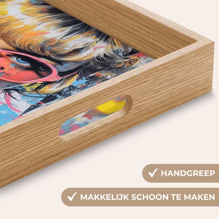 Expressief - Milkshake - Vrouw - Felle kleuren Dienblad Rechthoek middel -USP_HandgreepNL