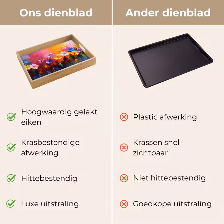 Fantasiebloemen - Verf - Speels Dienblad Rechthoek middel -USP_VergelijkingNL