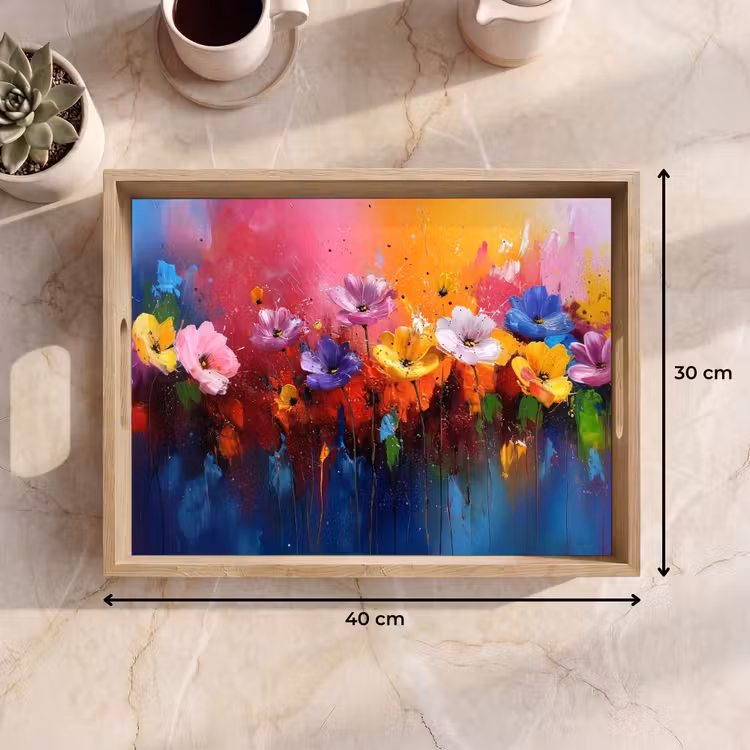 Fantasiebloemen - Verf - Speels Dienblad Rechthoek middel -USP_Formaat