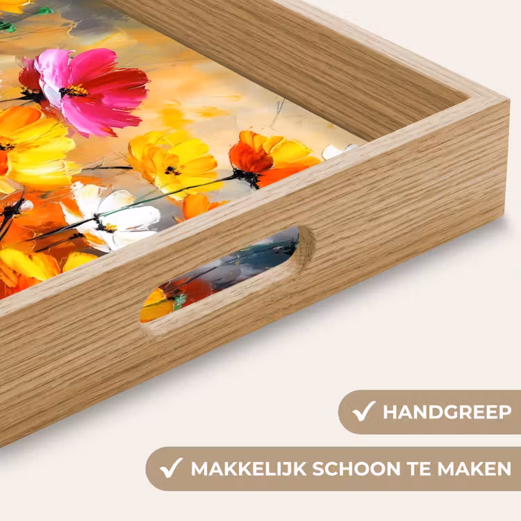 Felgekleurd - Bloemblaadjes - Abstract Dienblad Rechthoek middel -USP_HandgreepNL