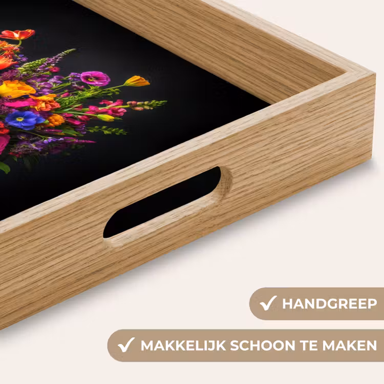 Felgekleurd - Bloemen - Vaas Dienblad Rechthoek middel -USP_HandgreepNL