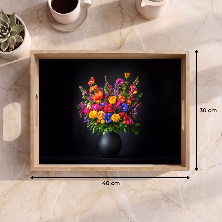 Felgekleurd - Bloemen - Vaas Dienblad Rechthoek middel -USP_Formaat