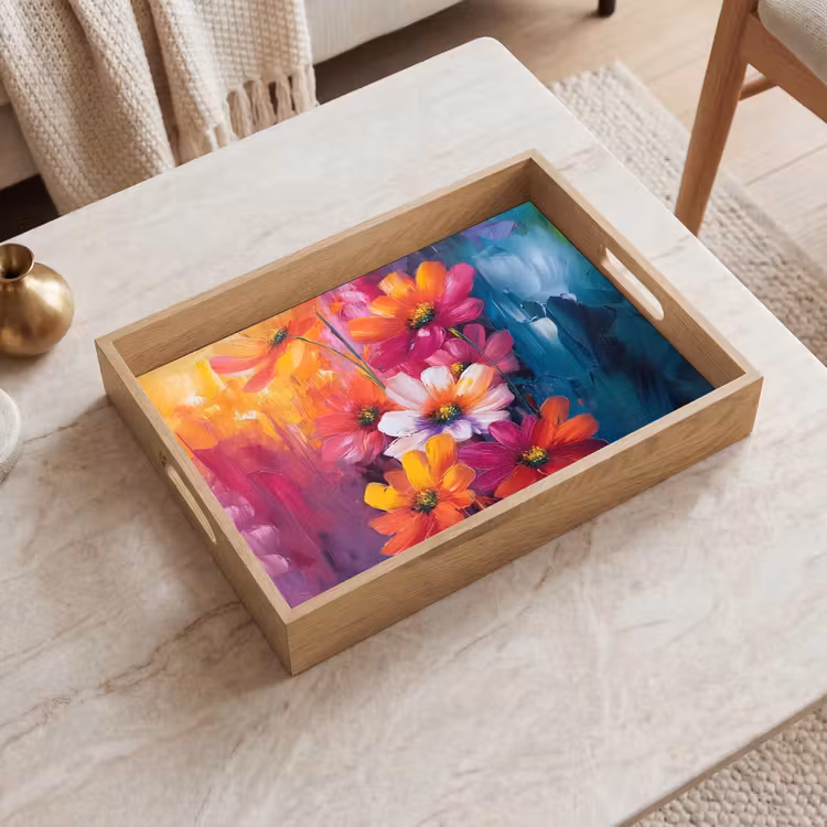 Felle bloemen - Dynamisch - Levendig Dienblad Rechthoek middel -sfeer1