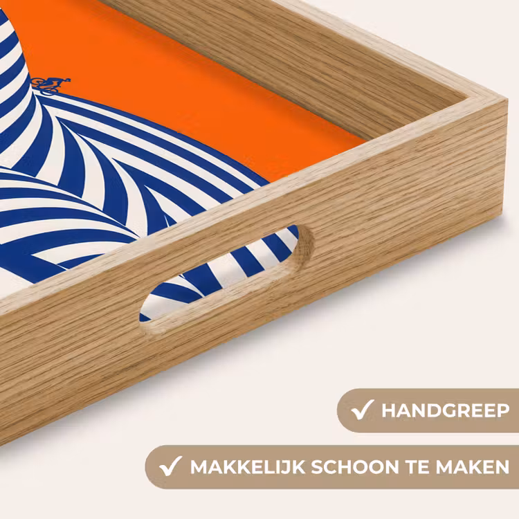 Fietser - Heuvels - Strepen - Blauw Dienblad Rechthoek middel -USP_HandgreepNL