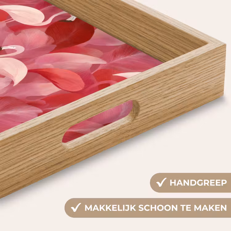 Flamingo - Botanisch - Elegant - Roze - Rood Dienblad Rechthoek middel 911 -USP_HandgreepNL