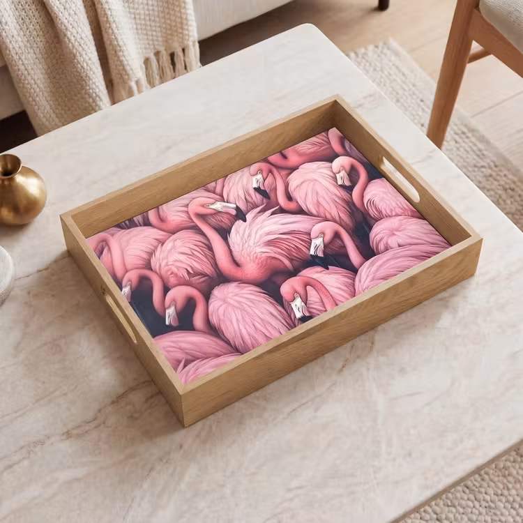 Flamingo - Roze - Dieren Dienblad Rechthoek middel -sfeer1