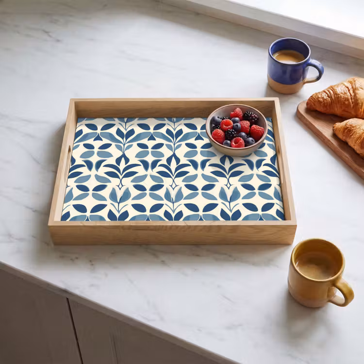 Flora - Modern - Blauw Dienblad Rechthoek middel 911 -sfeer2
