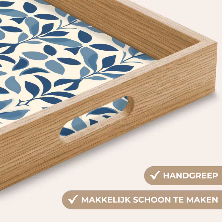 Flora - Modern - Blauw Dienblad Rechthoek middel 911 -USP_HandgreepNL