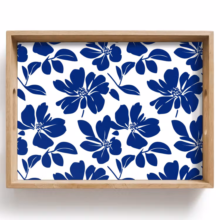 Floraal - Modern - Blauw Dienblad Rechthoek middel 911 -z3d_shopping