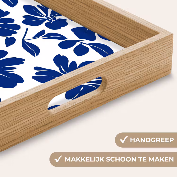 Floraal - Modern - Blauw Dienblad Rechthoek middel 911 -USP_HandgreepNL