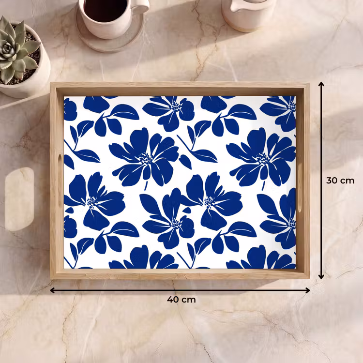 Floraal - Modern - Blauw Dienblad Rechthoek middel 911 -USP_Formaat