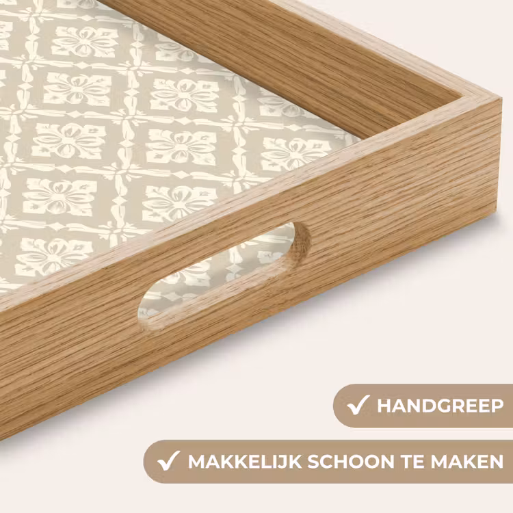 Floraal - Ornament - Beige Dienblad Rechthoek middel 911 -USP_HandgreepNL