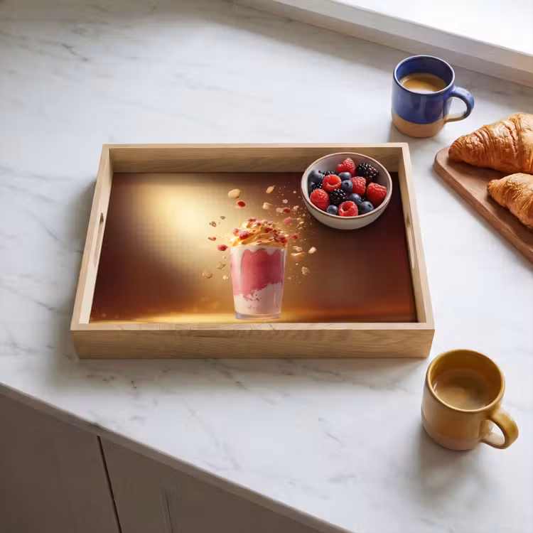 Framboos - Smoothie - Drinken - Roze Dienblad Rechthoek middel -sfeer2