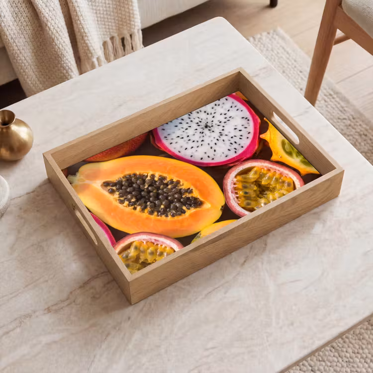 Fruit - Geopend - Tropisch - Eten - Kleurrijk Dienblad Rechthoek middel -sfeer1