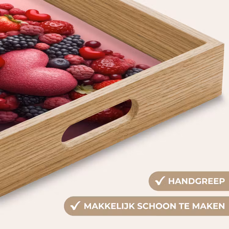 Fruit - Hartjes - Aardbeien - Frambozen - Bosbessen Dienblad Rechthoek middel -USP_HandgreepNL