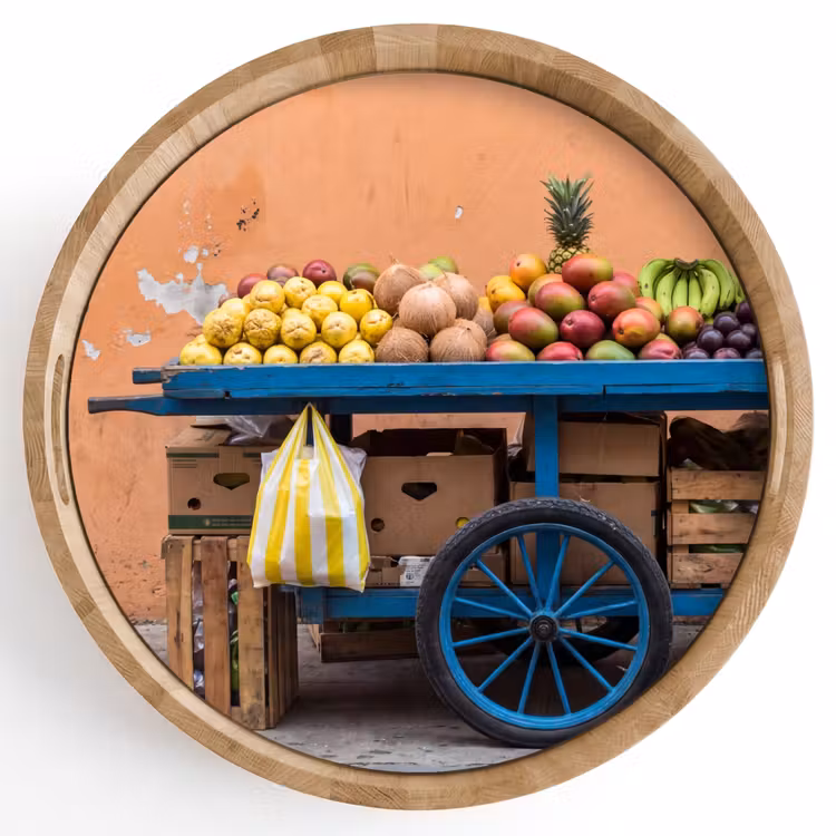 Dienblad - Fruit - Kar - Straat - Fruit - Kar - Straat Dienblad Rond middel
