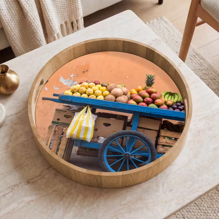Dienblad - Fruit - Kar - Straat - Fruit - Kar - Straat Dienblad Rond middel