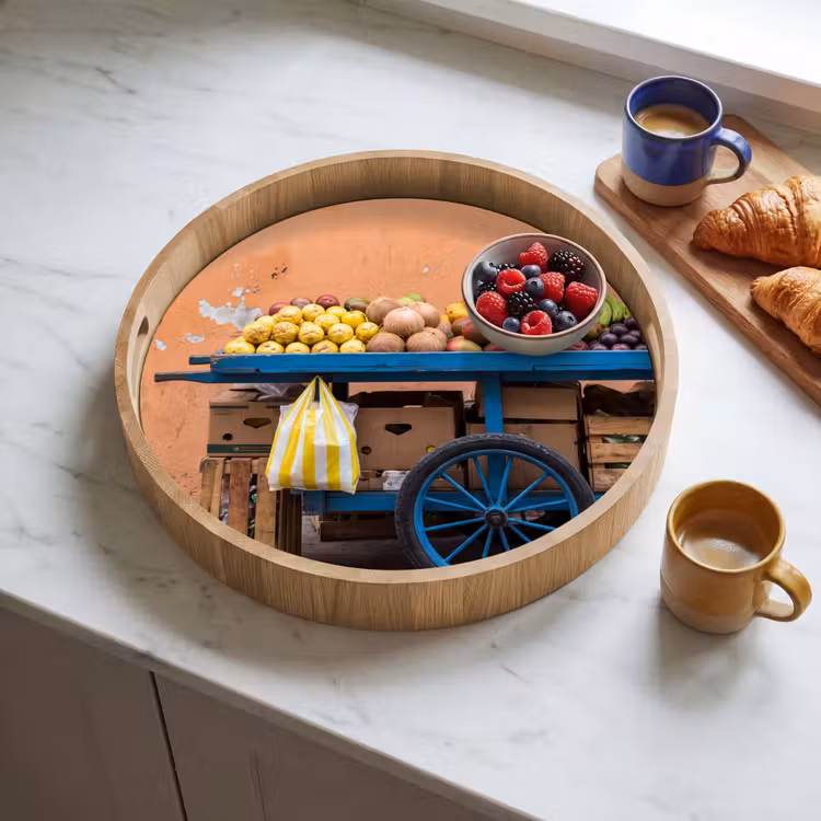 Dienblad - Fruit - Kar - Straat - Fruit - Kar - Straat Dienblad Rond middel