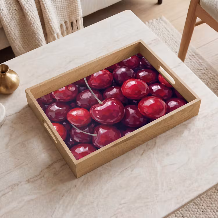 Fruit - Kersen - Eten - Modern - Rood Dienblad Rechthoek middel -sfeer1