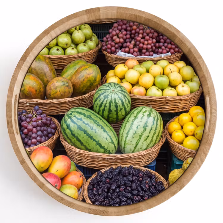 Dienblad - Fruit - Markt - Kleurrijk - Fruit - Markt - Kleurrijk Dienblad Rond middel