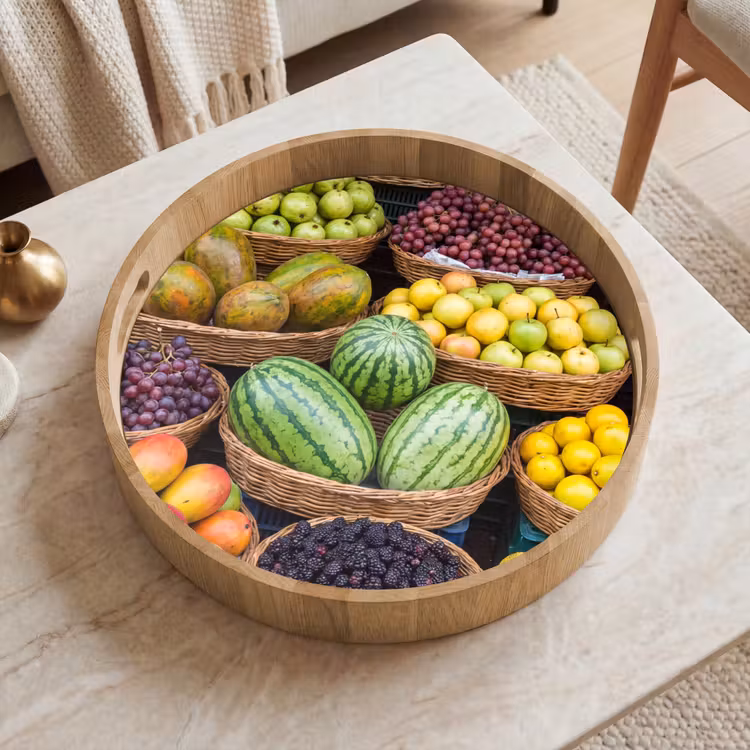 Dienblad - Fruit - Markt - Kleurrijk - Fruit - Markt - Kleurrijk Dienblad Rond middel
