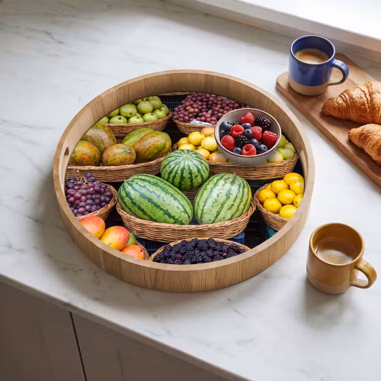 Dienblad - Fruit - Markt - Kleurrijk - Fruit - Markt - Kleurrijk Dienblad Rond middel