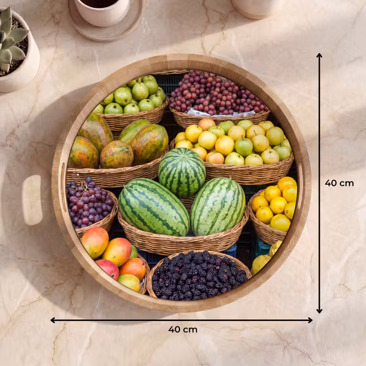 Dienblad - Fruit - Markt - Kleurrijk - Fruit - Markt - Kleurrijk Dienblad Rond middel