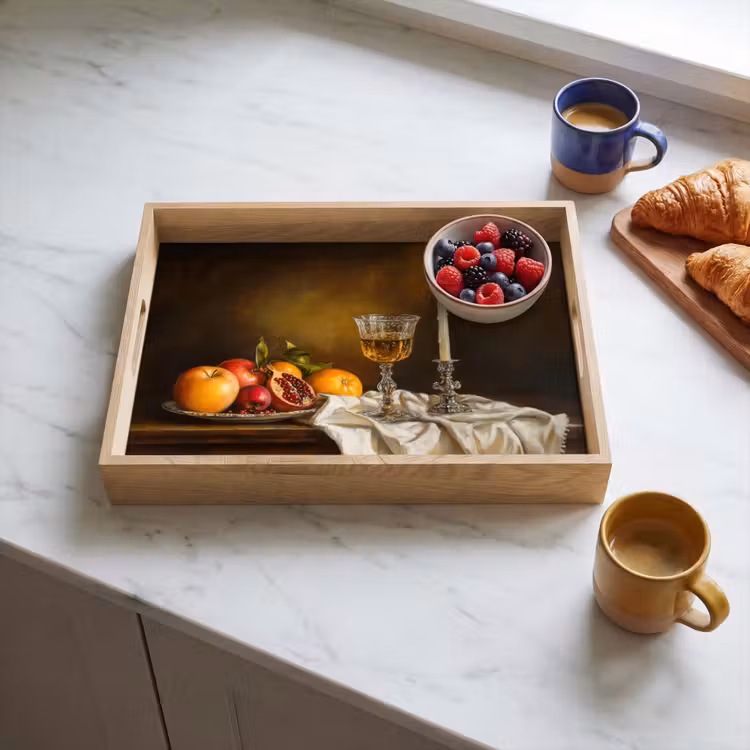 Fruit - Stilleven - Wijn - Kaars Dienblad Rechthoek middel -sfeer2