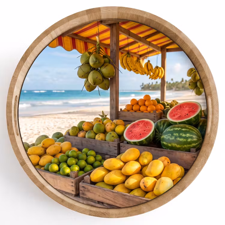 Dienblad - Fruit - Strand - Tropisch - Fruit - Strand - Tropisch Dienblad Rond middel