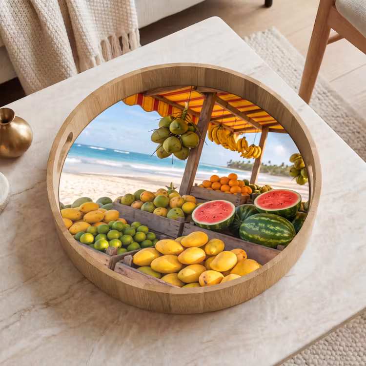 Dienblad - Fruit - Strand - Tropisch - Fruit - Strand - Tropisch Dienblad Rond middel