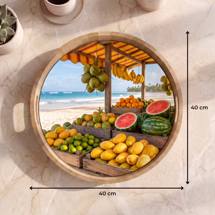 Dienblad - Fruit - Strand - Tropisch - Fruit - Strand - Tropisch Dienblad Rond middel