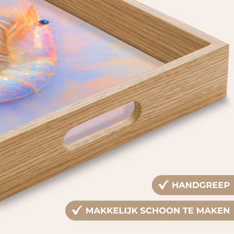 Garnaal - Subtiele structuur - Blauw - Roze Dienblad Rechthoek middel -USP_HandgreepNL