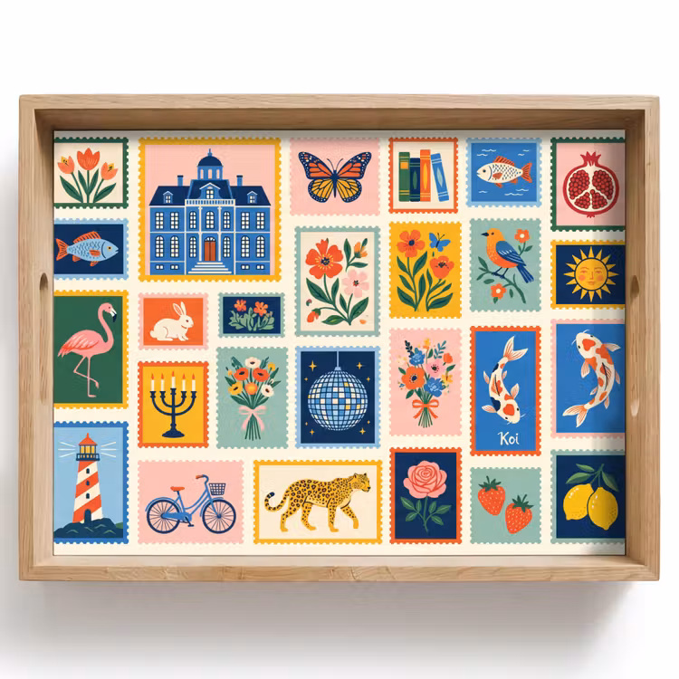 Gebouw - Koepel - Architectuur - Klassiek - Grijs Dienblad Rechthoek middel -z3d_shopping