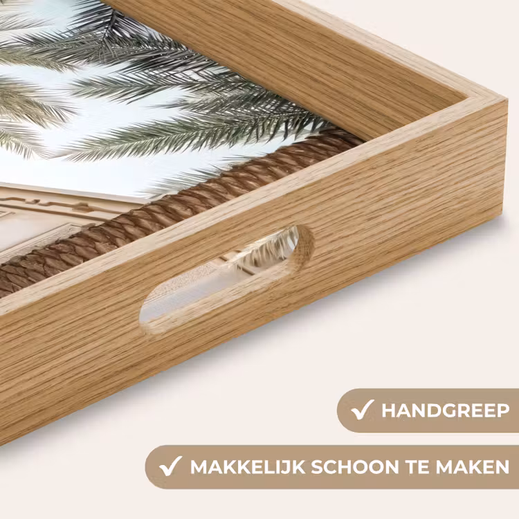 Gebouw - Palmbomen - Beige - Zon Dienblad Rechthoek middel -USP_HandgreepNL