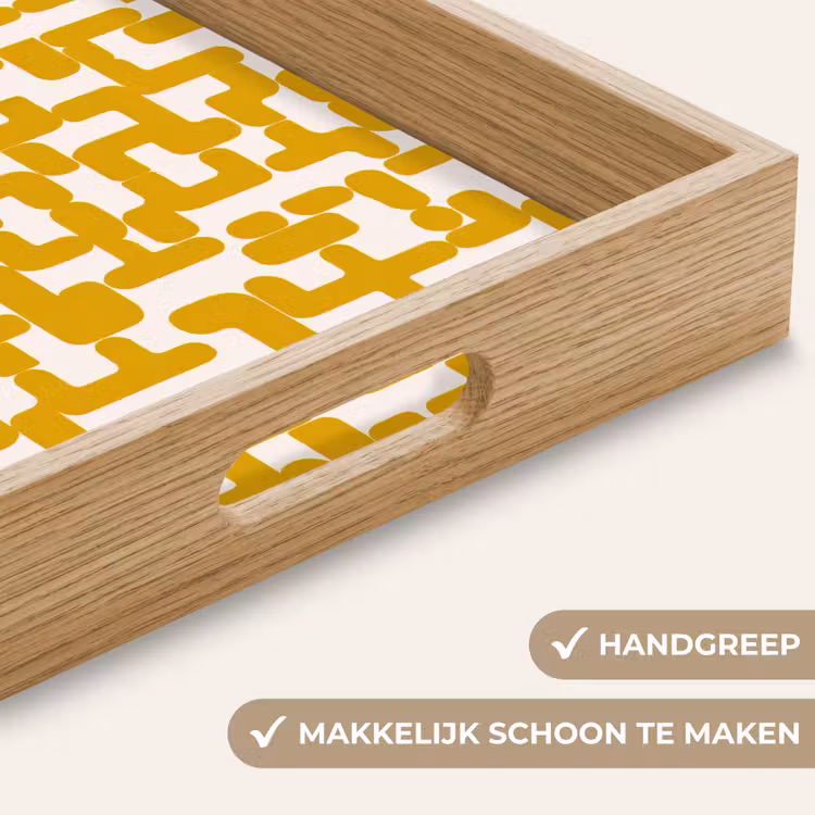 Geel - Beige - Patroon Dienblad Rechthoek middel 911 -USP_HandgreepNL