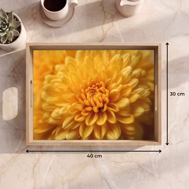 Geel - Chrysant - Zachtheid Dienblad Rechthoek middel -USP_Formaat