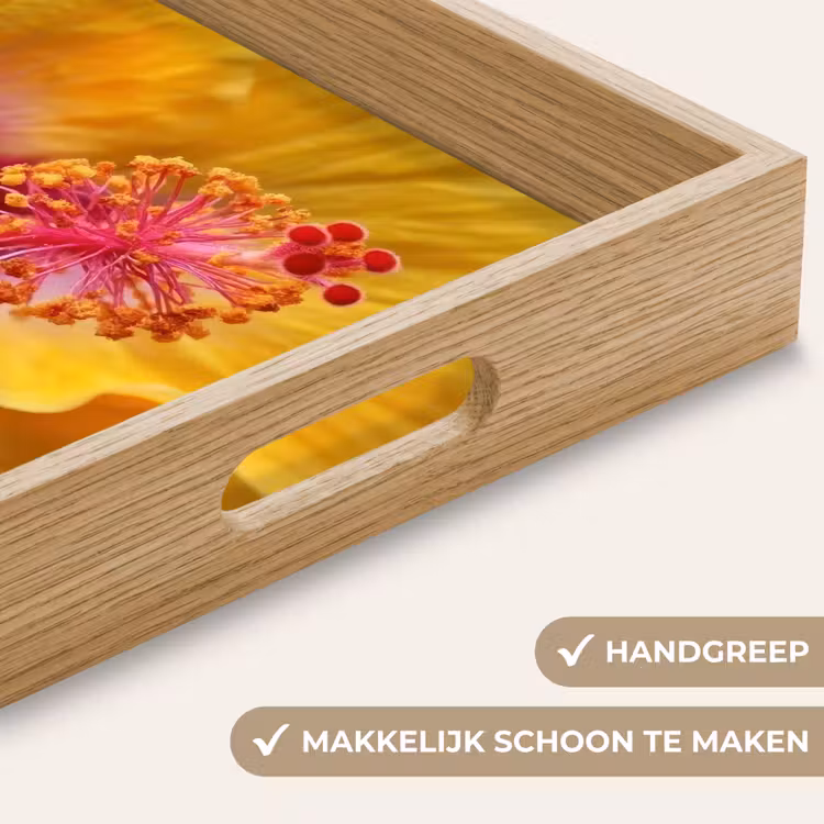 Geel - Hibiscus - Tropisch Dienblad Rechthoek middel -USP_HandgreepNL