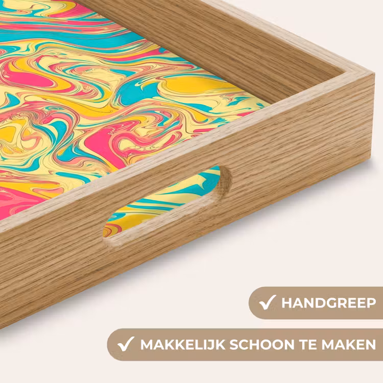 Geel - Roze - Blauw - Retro Dienblad Rechthoek middel -USP_HandgreepNL