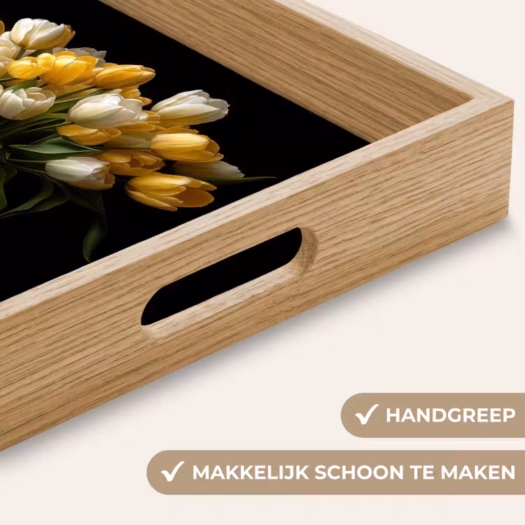 Geel - Tulpen - Vaas - Bloemen Dienblad Rechthoek middel -USP_HandgreepNL