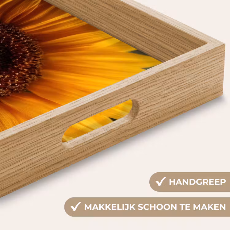 Geel - Zonnebloem - Zomers Dienblad Rechthoek middel -USP_HandgreepNL