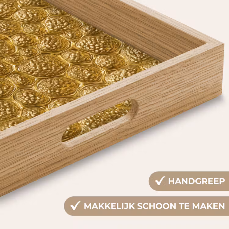 Gehamerd - Mozaïek - Antiek - Goud Dienblad Rechthoek middel 911 -USP_HandgreepNL