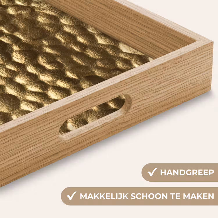 Gehamerd - Reliëf - Textuur - Bronsgoud Dienblad Rechthoek middel 911 -USP_HandgreepNL