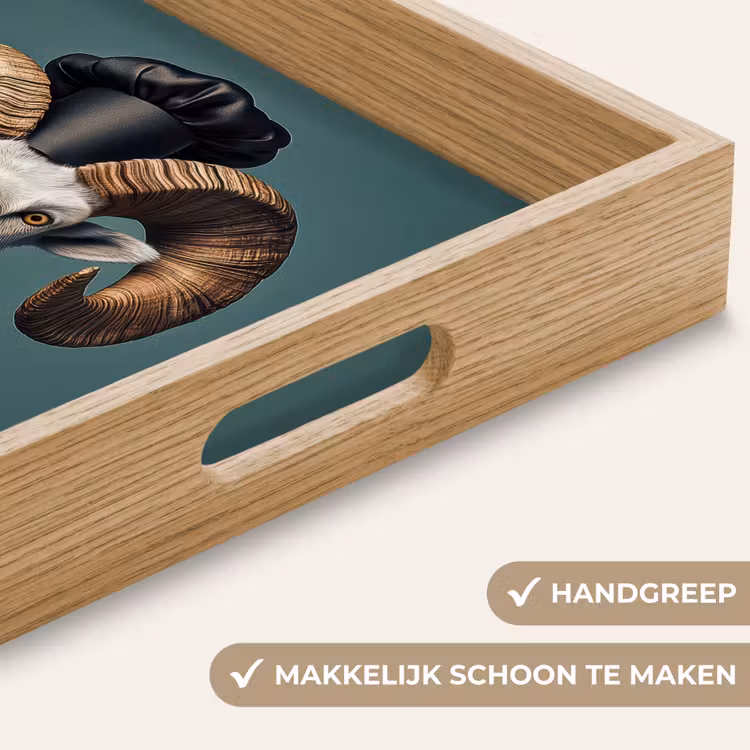 Geit - Hoorns - Kokskleding Dienblad Rechthoek middel -USP_HandgreepNL